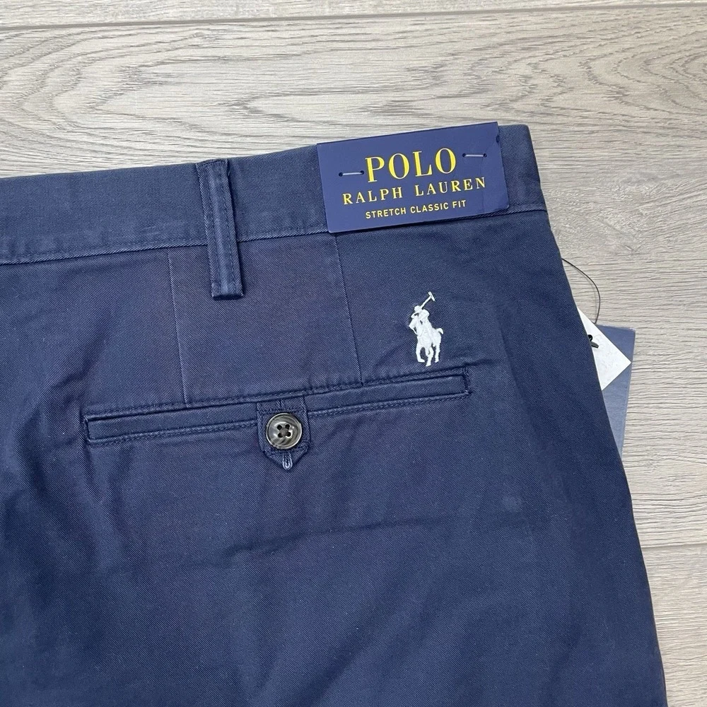 NWT Polo Ralph Lauren Classic Fit Blue Chino Shorts Men Sz 40 Prep Casual